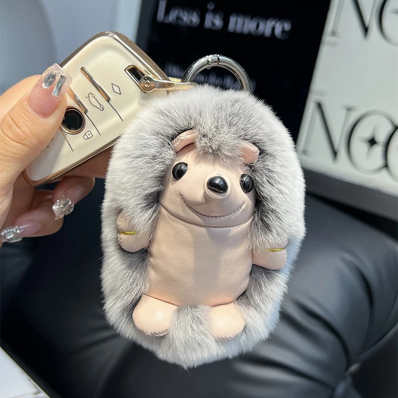 thumbnail image 1 of Cute Hedgehog Rabbit Fur Key Chains Cartoon plush animal stuffed Plush Toy Pendant Kids Bag Ornaments Women Car Keyring Gift, 1 of 5