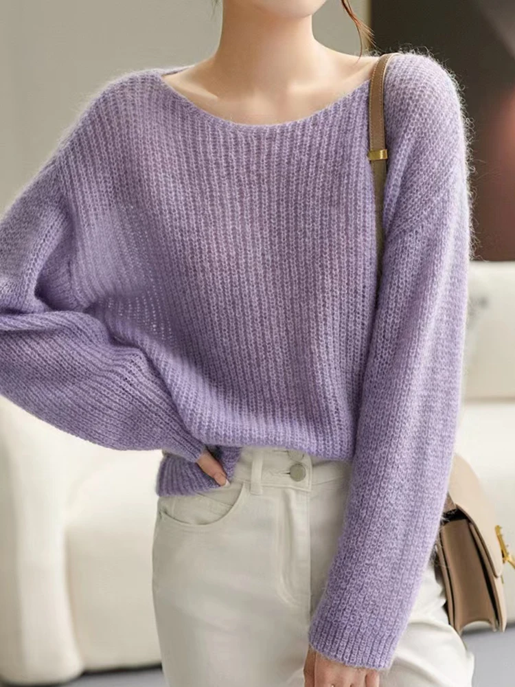 Elegant See-through Women Sweater Pullover Loose Jumper Autumn Winter Soft Warm Women Knitwear Sweater Basic Solid Cashmere Tops Best Sellers In Women's Clothing
