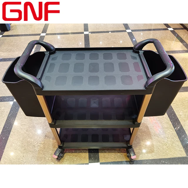 Restaurant Food Service Trolley Hotel Serving Trolley Cart 3 Layer High Quality Plastic Food Janitorial Trolley Cart images - 6