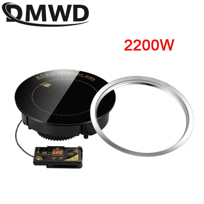 DMWD 2200W Round Electric Magnetic Induction Cooker Wire Control Black Crystal Panel Hotpot Cooktop Stove Cooktop Hot Pot Oven