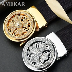 Brand Genuine Leather Belt Jeans Punk Luxury Gold Silver Design Men's Belt Cow Designer Belts Automatic Buckle Belts for Men NEW
