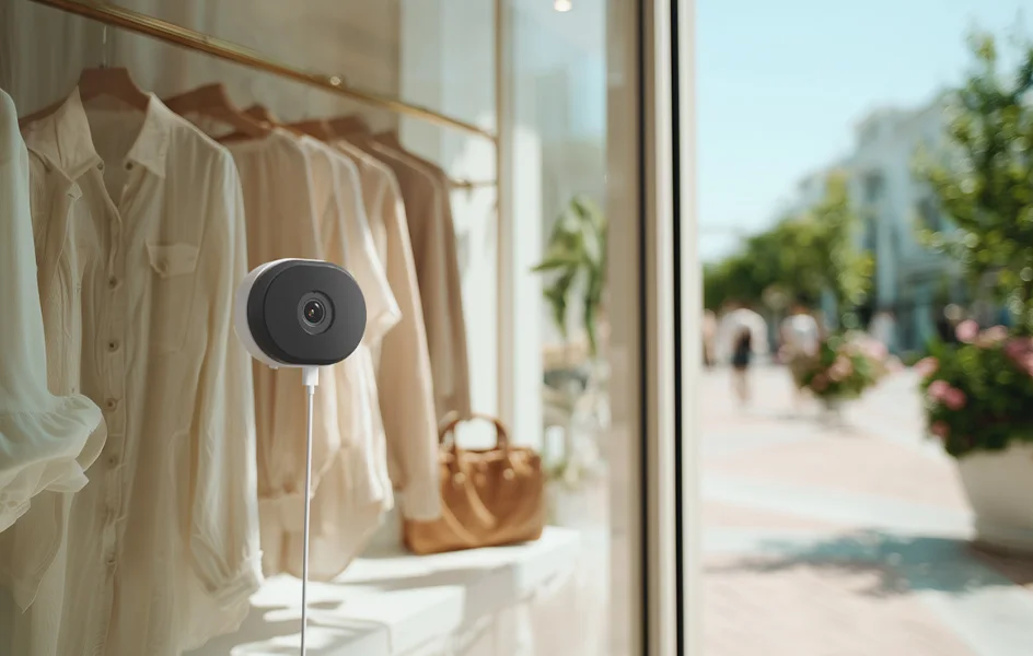 Camera installed on an RV window for travel monitoring