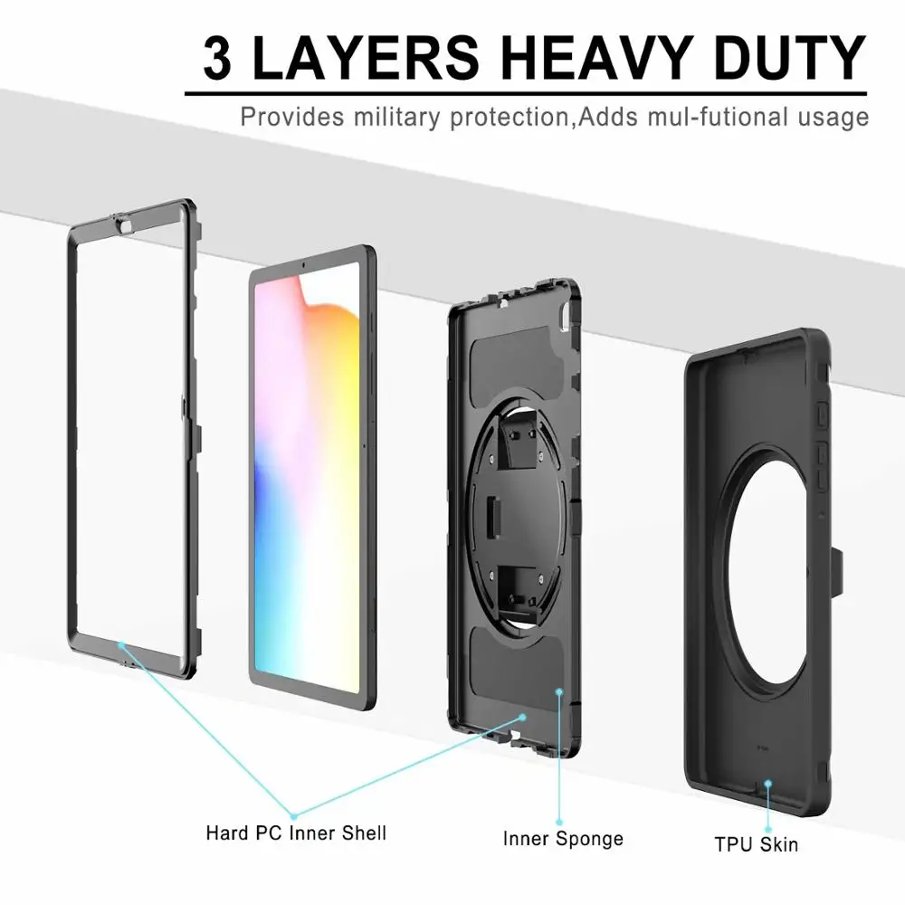 Suporte para pc à Prova de Choque Tablet Capa para Samsung Galaxy Tab s s6 Lite 10.4 P610 P615 P613 P619 Capa 2023 - Imagem 6