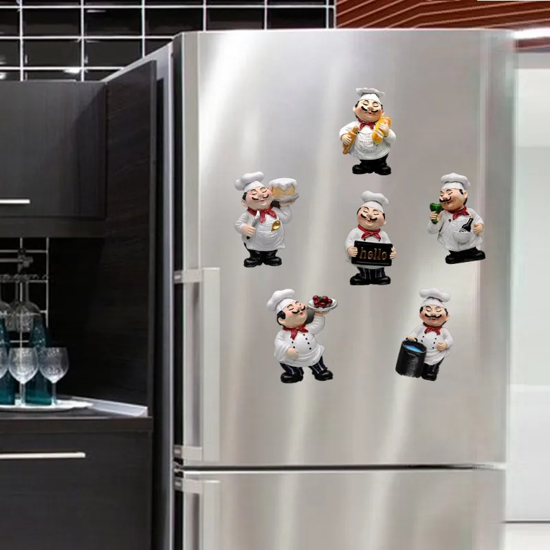 

Restaurant Chef Refrigerator Decor Cook 3D Fridge Magnets Hand-made Kitchen Home Decoration Magnetic Sticker Baker Dessert Chef