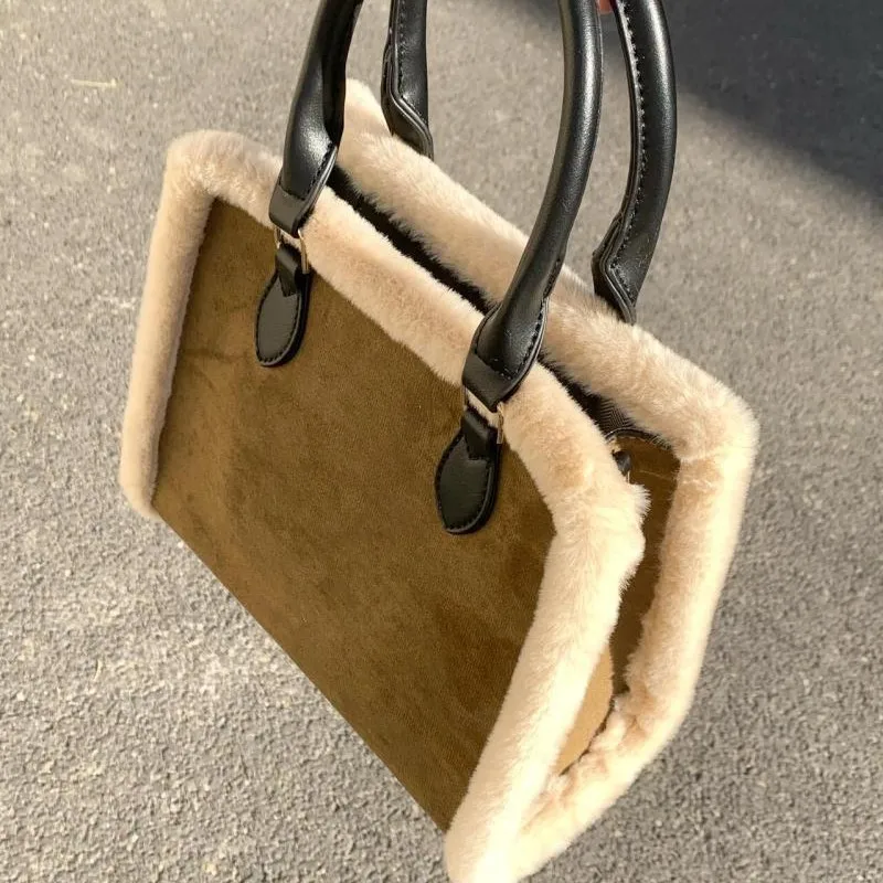 Retro Plush Commute Handheld Tote Bag Women Large Capacity Frosted Texture Shoulder Bag Ladies Casual Commute Crossbody Bag 2025