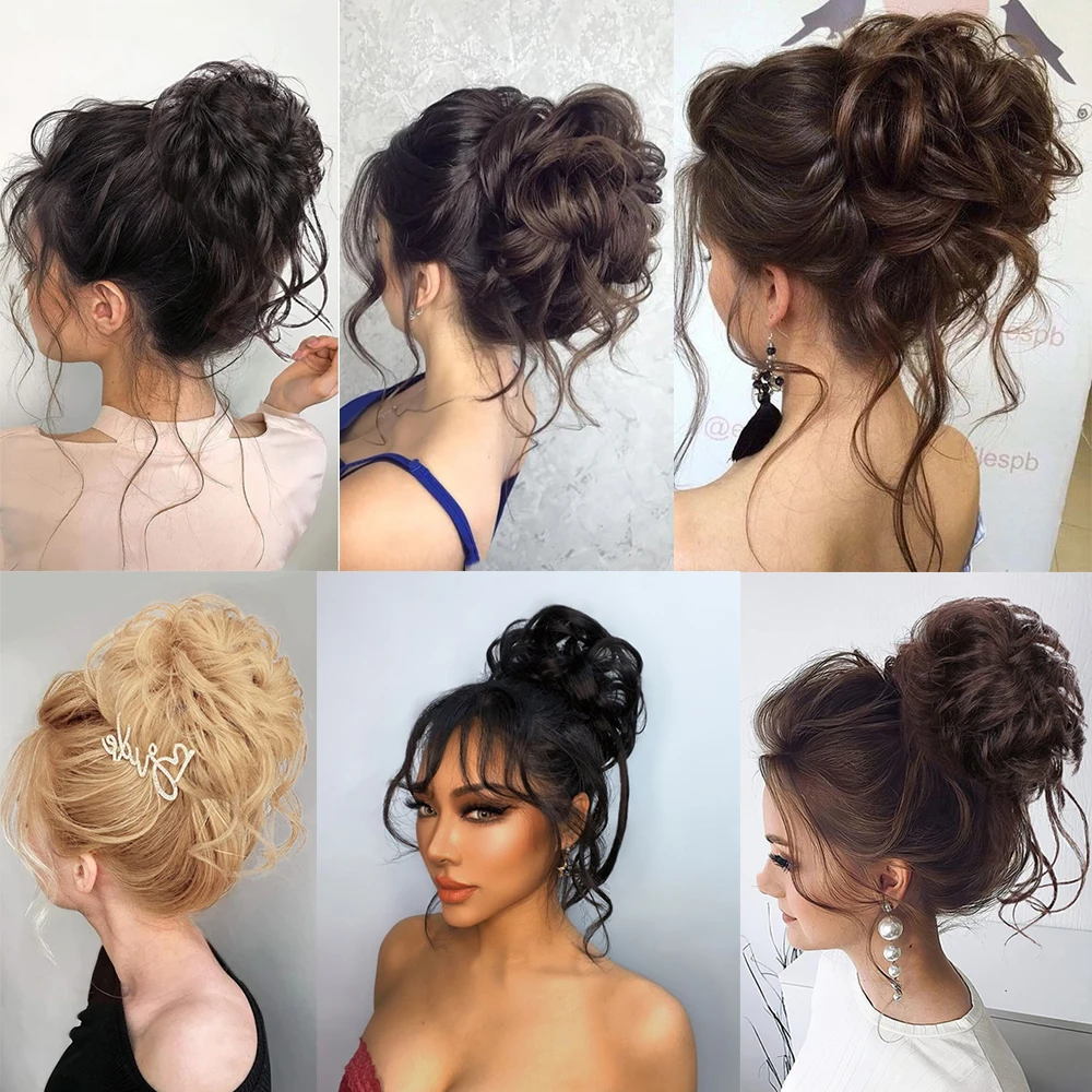 Syntetyczny klips do włosów Messy peruki z kręconych włosów dla kobiet Bun Claw Extension Chignon Hairpiece dla kobiet sztuczne włosy