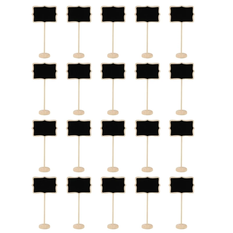 20x/Set Wooden Chalkboard Signs with Easel Stand for Food Labels Table Numbers Office Reminders Party Small Blackboards wooden blackboard wooden chalkboard