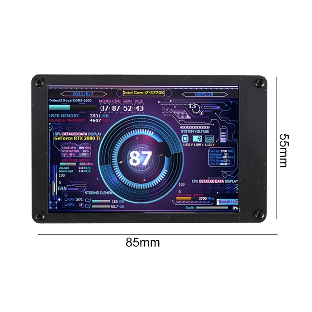 Dual USB Acrylic Computer Display 3.5 Inch IPS Screen Monitoring Display CPU GPU RAM 4PIN 2.54 Pin To USB Male for Windows Linux