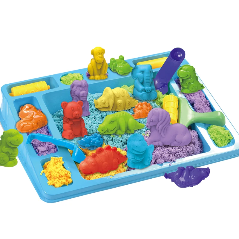 Sensory Sand Bin Toy for Boys Girls Kids, Dinosaurs Animals Molds Play Sand Art Kit, Best Indoor/Outdoor Birthday Christmas Gift 5