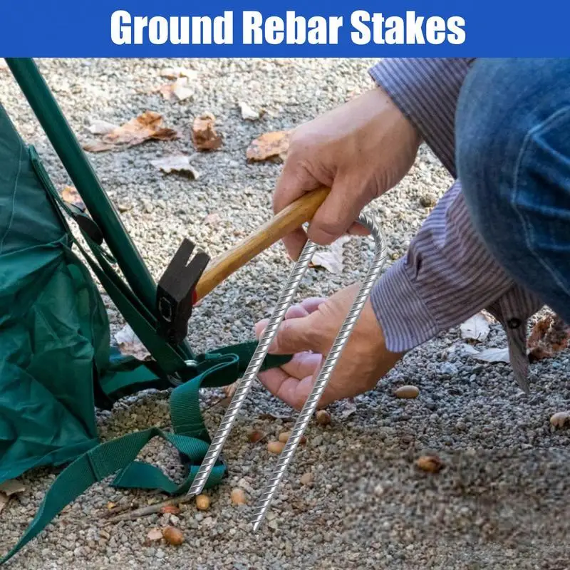 Trampoline Stakes 12 Inch U Shaped Ground Stakes 2 Inches Diameter 6X Chain Link Fence Anchors For Landscape Concrete Form