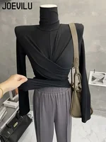 Turtleneck Base Shirt Women's Sexy Twisted Tops Korean Fashion Slim Long Sleeved T-shirt Autumn and Winter Warm Plush Pullover - Image 2