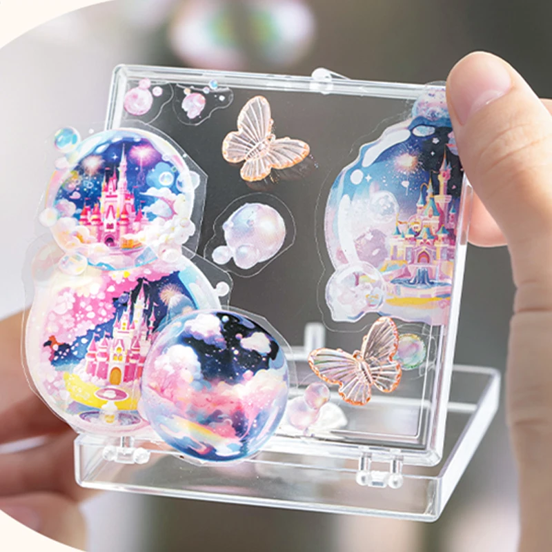 4롤/세트 버블 월드 시리즈 PET 다이컷 테이프 노컷 빈티지 콜라주 재료 DIY 플래너 & 저널 장식 카드 & 사진 프레임
