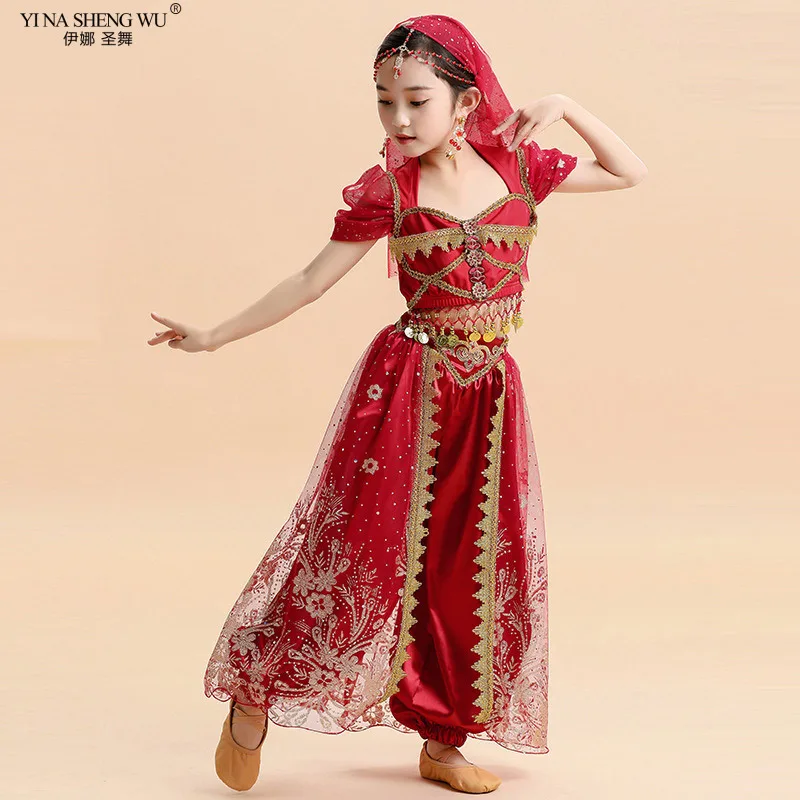 

Children Indian Dance Kids Bollywood Girls Fancy Party Dress Suit Children's Stage Performance Dance Practice Costume