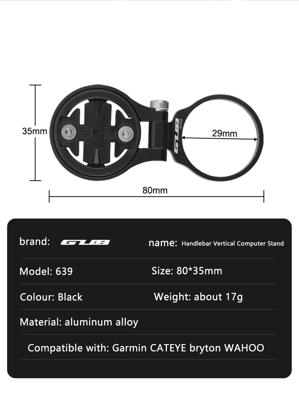 Description Picture 3 of itemGUB 639 Bike Computer Stem Top Cap Mount Bicycle Computer Angle Adjustable Holder Compatible for Garmin Edge Wahoo Bryton Cateye