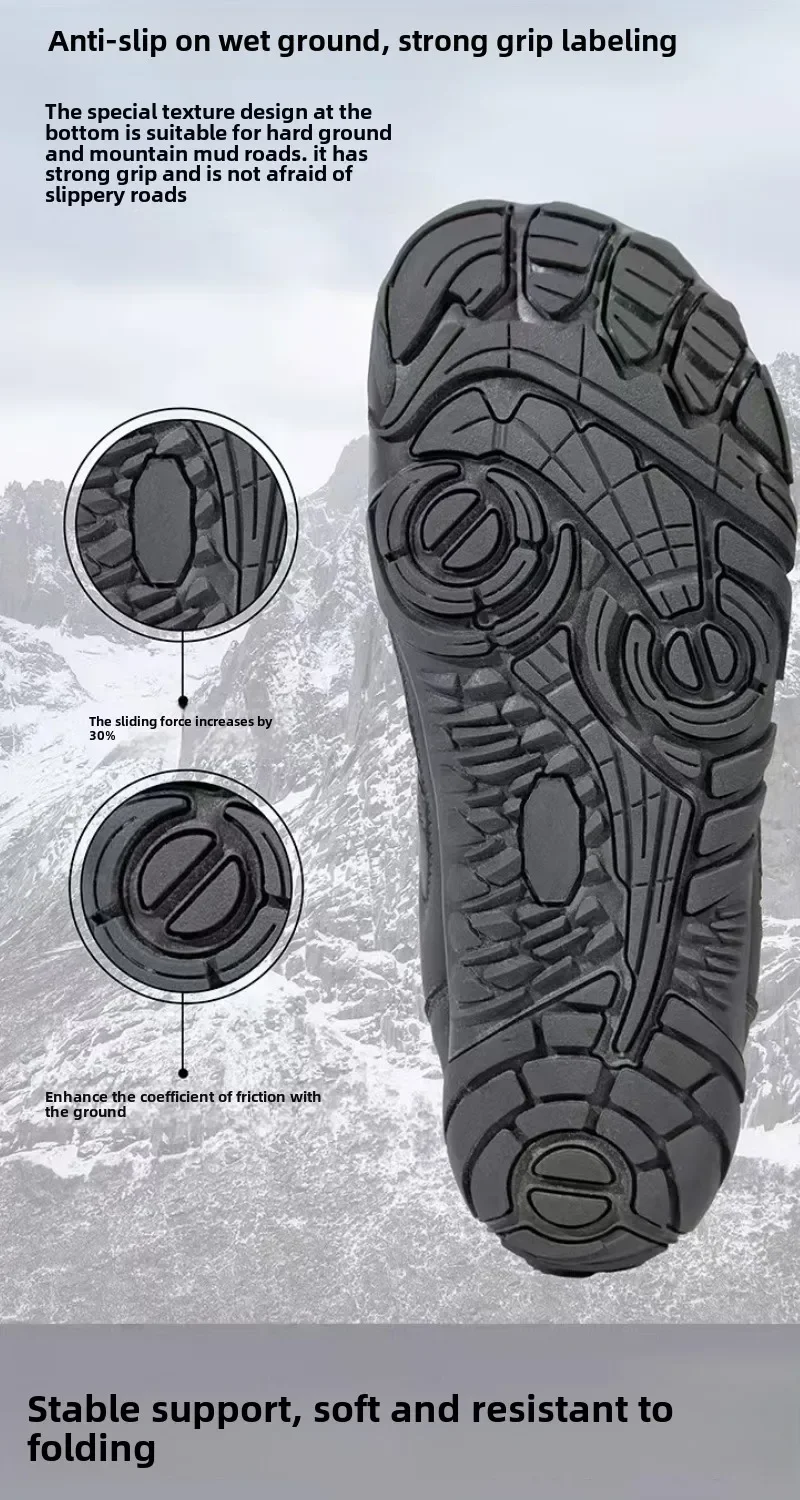 Men's Non-Slip Fleece Wading Shoes, Rubber Sole, Spiral Buckle, Waders, Snow, Warm, Winter, Size 40-46,
