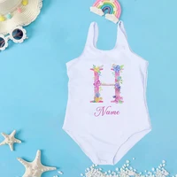 Personalized Custom Initial Name Baby Girl Swimsuit 2-7 Year One Piece Swimwear Children's Beach Clothes Kid Summer Bathing Suit 6
