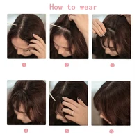 Extensions de cheveux invisibles Air Bangs : Postiche synthétique à franges frontales - Noir et marron pour femmes 5