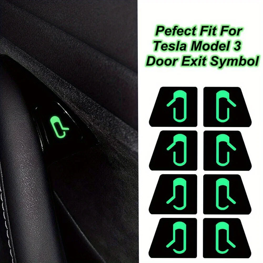 

Luminous Car Open Door Button Stickers For Tesla Model 3 Accessories Reminder Door Open Sticker Armrest Window Lift Switch