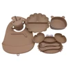 Meal Bib Pumpkin Divided Plate Baby Suction Cup Self-Feeding Eating Training Bowl Complementary Tableware Set 3