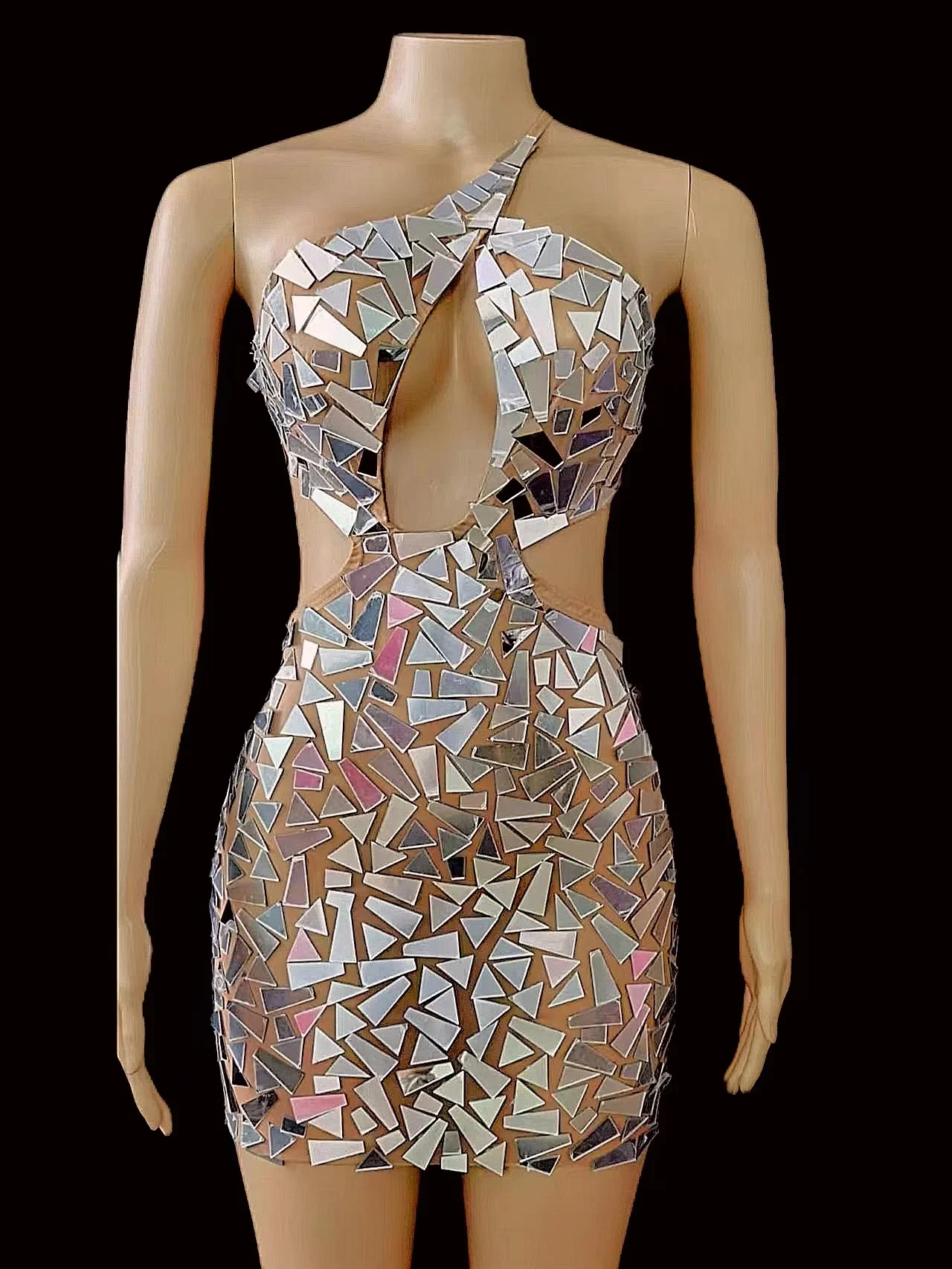 long flowy backless dresses Short Slip Dress Sequins Silver – PNCLD main image 1