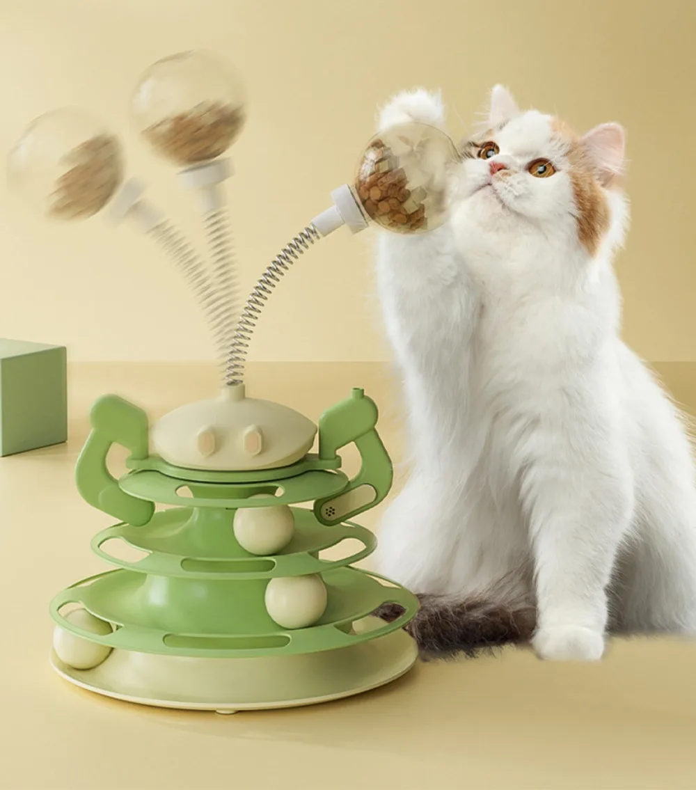 3 Layer Cat Toy Tower Interactive Physical Exerciser Cat Food Toy Entertaining Stimulating Pet Plaything Indoor Use - PeticaDeals