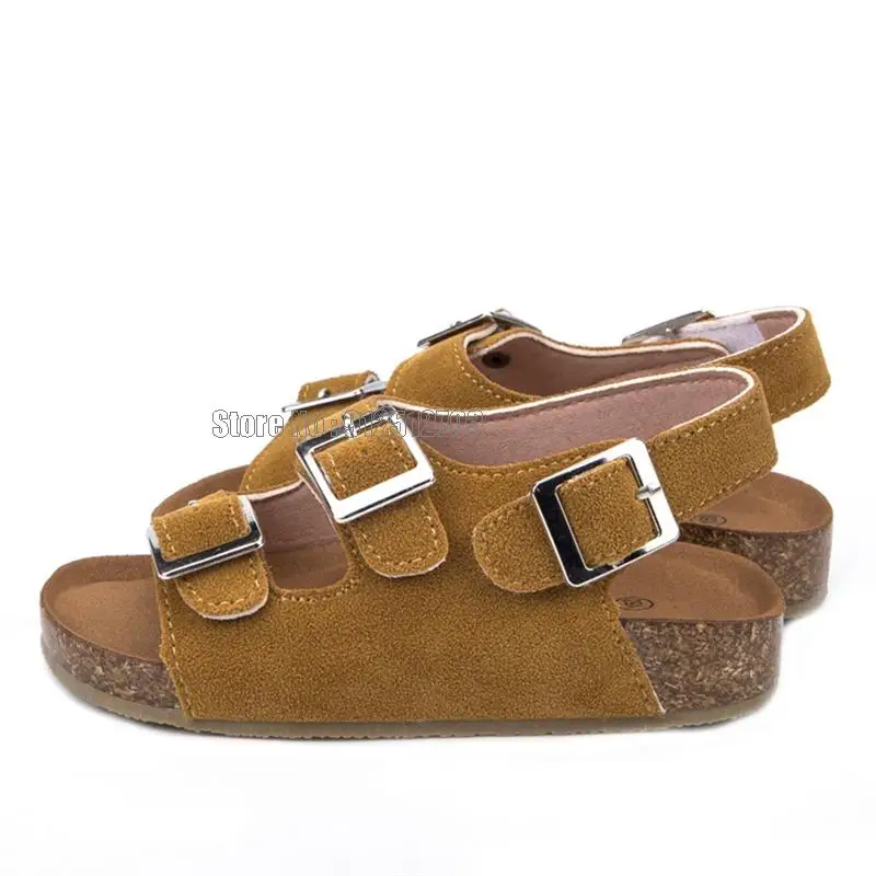 Children Cork Slippers Fashion Summer Sandals Kids Suede Leather Flat Boys Girls Spring Autumn Beach Shoes