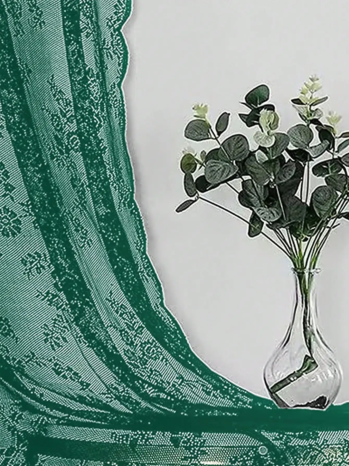 1pc Floral Lace Decorated Door Curtain, Curtains for Living Room, Bedroom, Balcony, Curtains with Rod Pocket 5