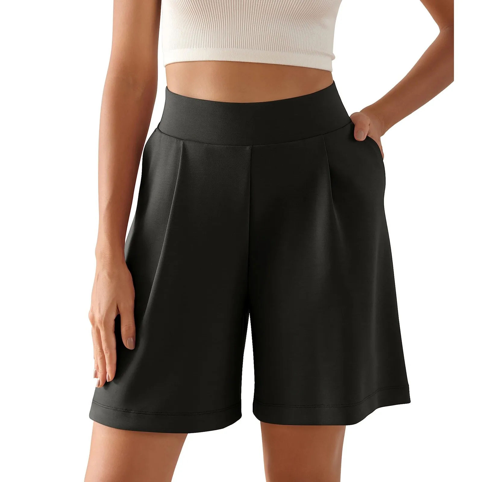 

Soft Wide Leg Shorts For Women High Waist Casual Relaxed Shorts With Pockets traf official store y2k style ropa de mujer