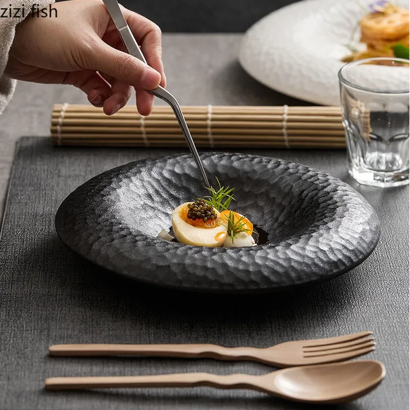 Solid Color Creative Texture Ceramic Deep Plate Dessert Plate Salad Pasta Plates Molecular Cuisine Specialty Tableware