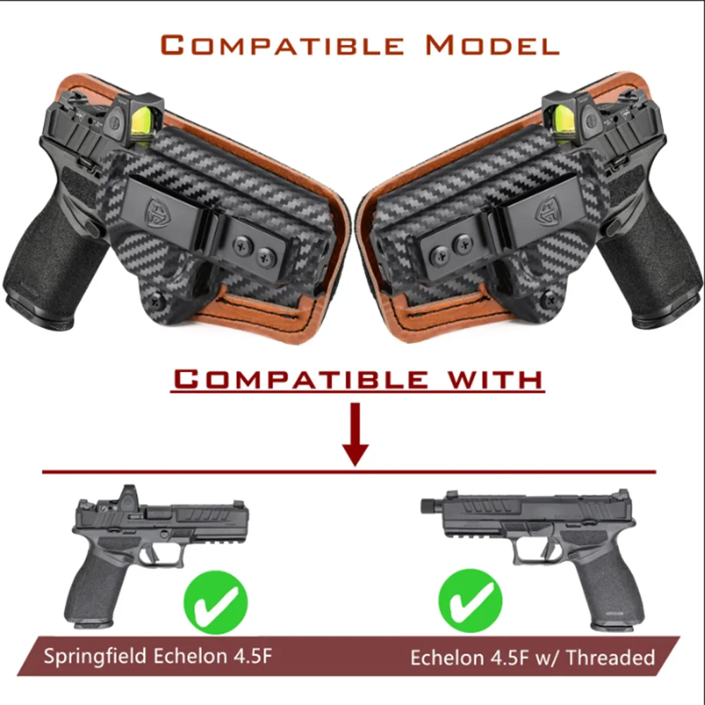 IWB Kydex Leder & Schaumstoff Gepolstertes Hybrid-Holster für 9mm Springfield Armory Echelon 4.0C und Echelon 4.5F Clips Verdecktes Tragen – Detail 2
