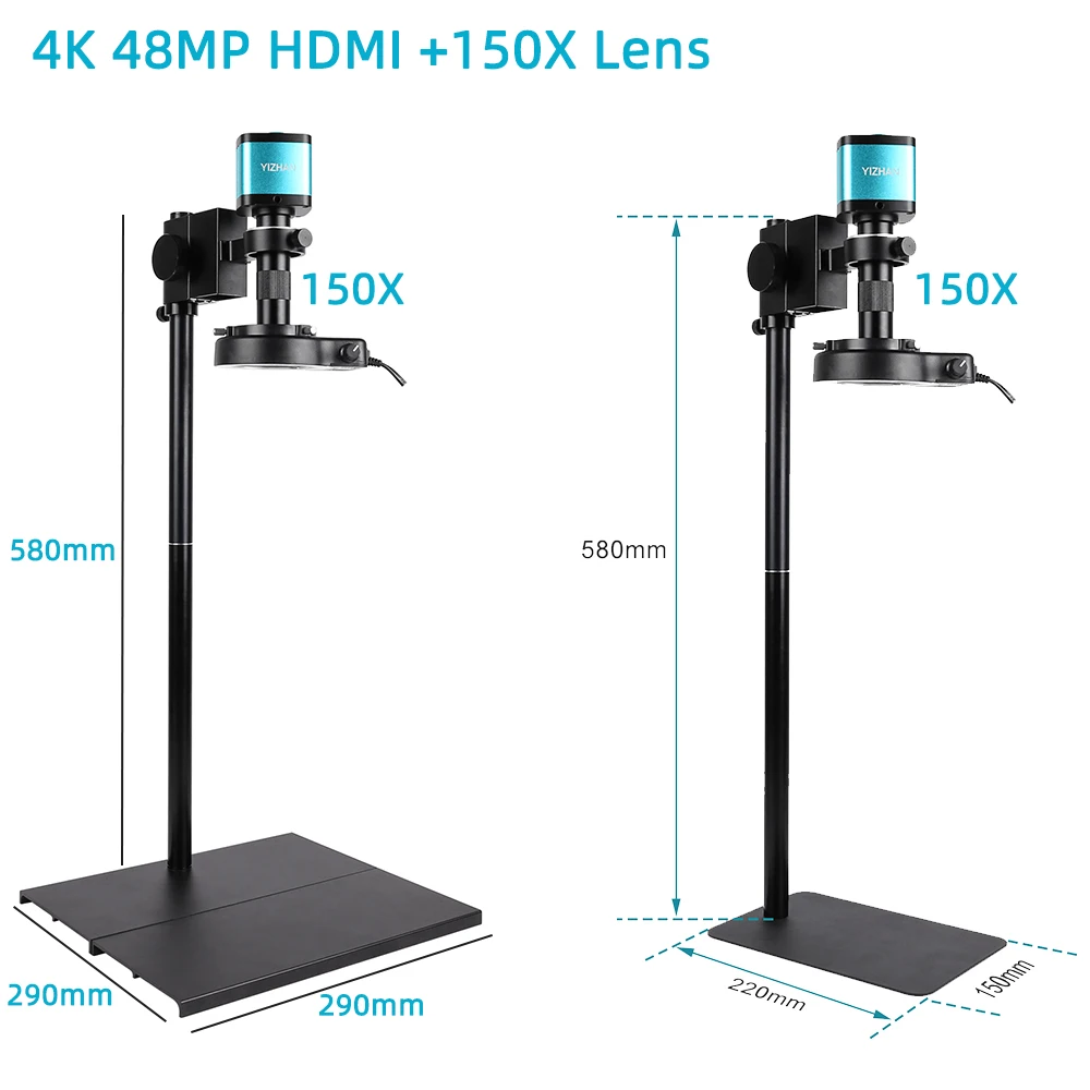 

48MP Digital Microscope For Electronics Soldering 4K HDMI Electron Microscope 1X-150X Lens LED Light Microscope Camera Full HD