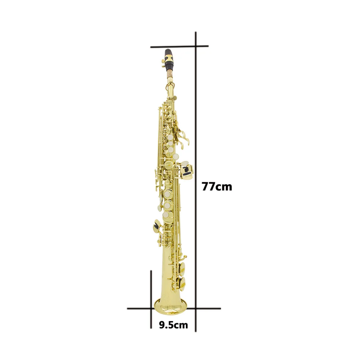 SLADE Bb Flat Soprano Saxophone Gold Straight Woodwind Instrument Sax with Case Mouthpiece Cleaning Cloth Gloves Stand Parts