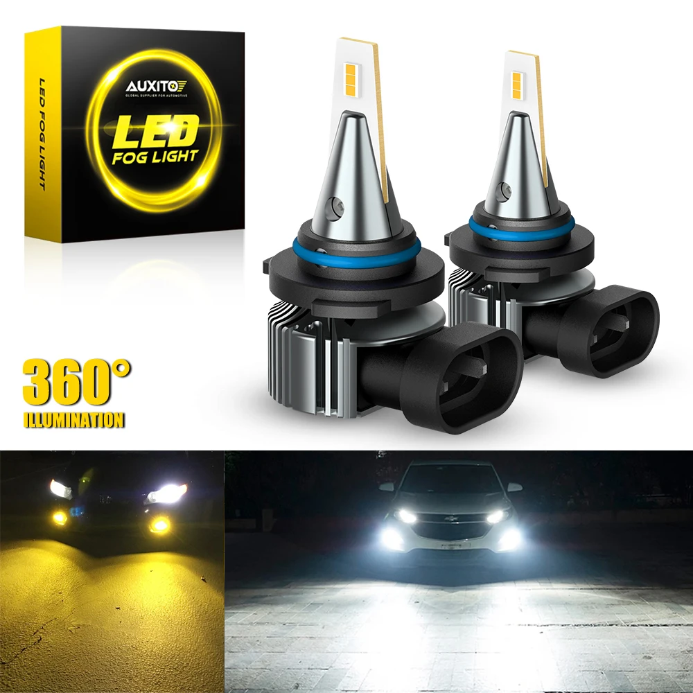 AUXITO 2개입 9006 LED 안개등 전구 3000K 옐로우 캔버스 9006 HB4 LED 자동차 DRL 주행 안개등 오류 없음 6500K 화이트 12V 자동차 램프