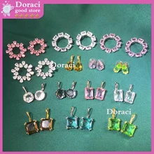  High Quality Original Logo Millenia Una Gratia Series Women's Earrings, Triangular Large Ring Earrings,Crystal Clear,noble Dorai 