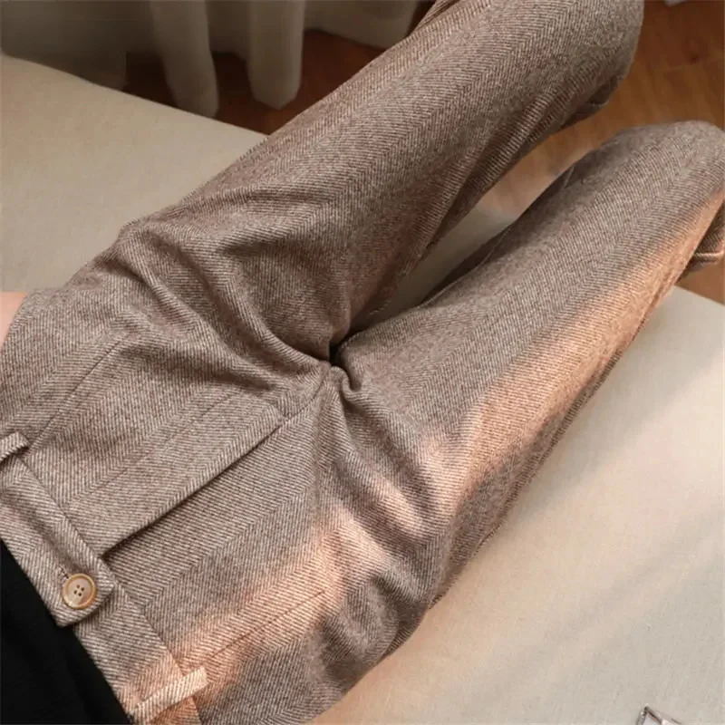 

Woolen Pants Women's Harem Pencil Pants Autumn Winter High Waisted Casual Suit Pants Office Lady Women Trousers Women Clothing