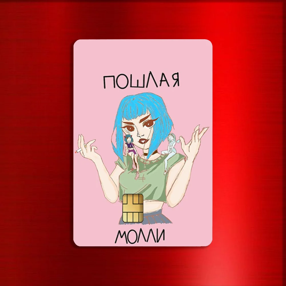 P-Poshlaya Molly Singer Stickers For Debit Bank Credit Cards Metro Bus Pass Sticker Decoration Cover 4PCS Card Skin