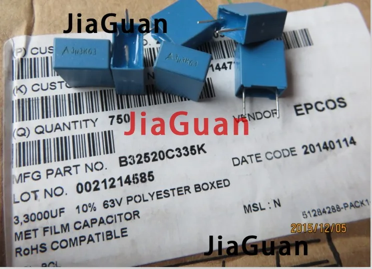 

10 шт. новые EPCOS B32520C3335K 3,3 мкФ 63V PCM7.5 335/63V 3300NF B32520 63v3.3uf 335 3u3K63 3.3u