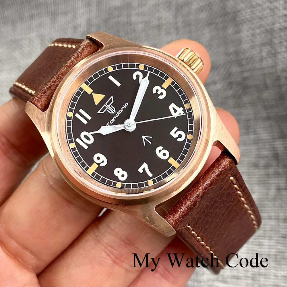 Real Bronze Tandorio Pilot 200m Diver Watch Men NH35 PT5000 Automatic Small Wristwatch Luxury Lume Clock Military Sapphire Glass 20atm diver tandorio 42mm ar sapphire glass monster orange dial nh36a men automatic watch 3 8 o clock lume sapphrie steel bezel