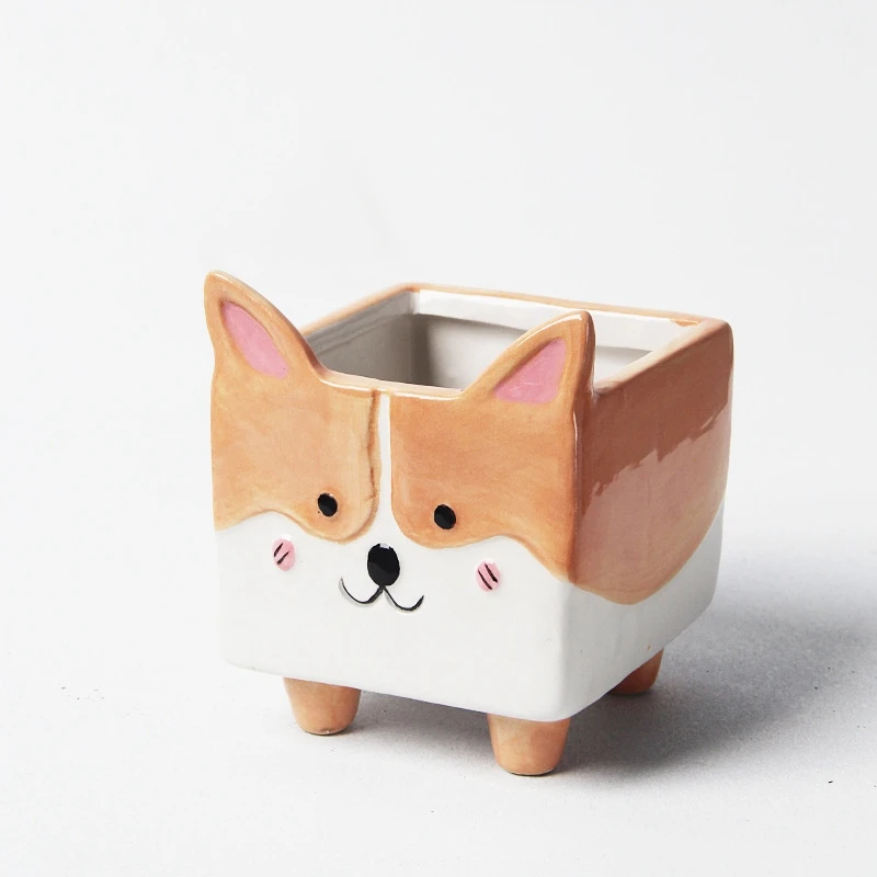 

Cute Animal Corgi-Ceramic Succulent Planter Cactus Potted Pot Plant Pot Ceramic Flowerpot