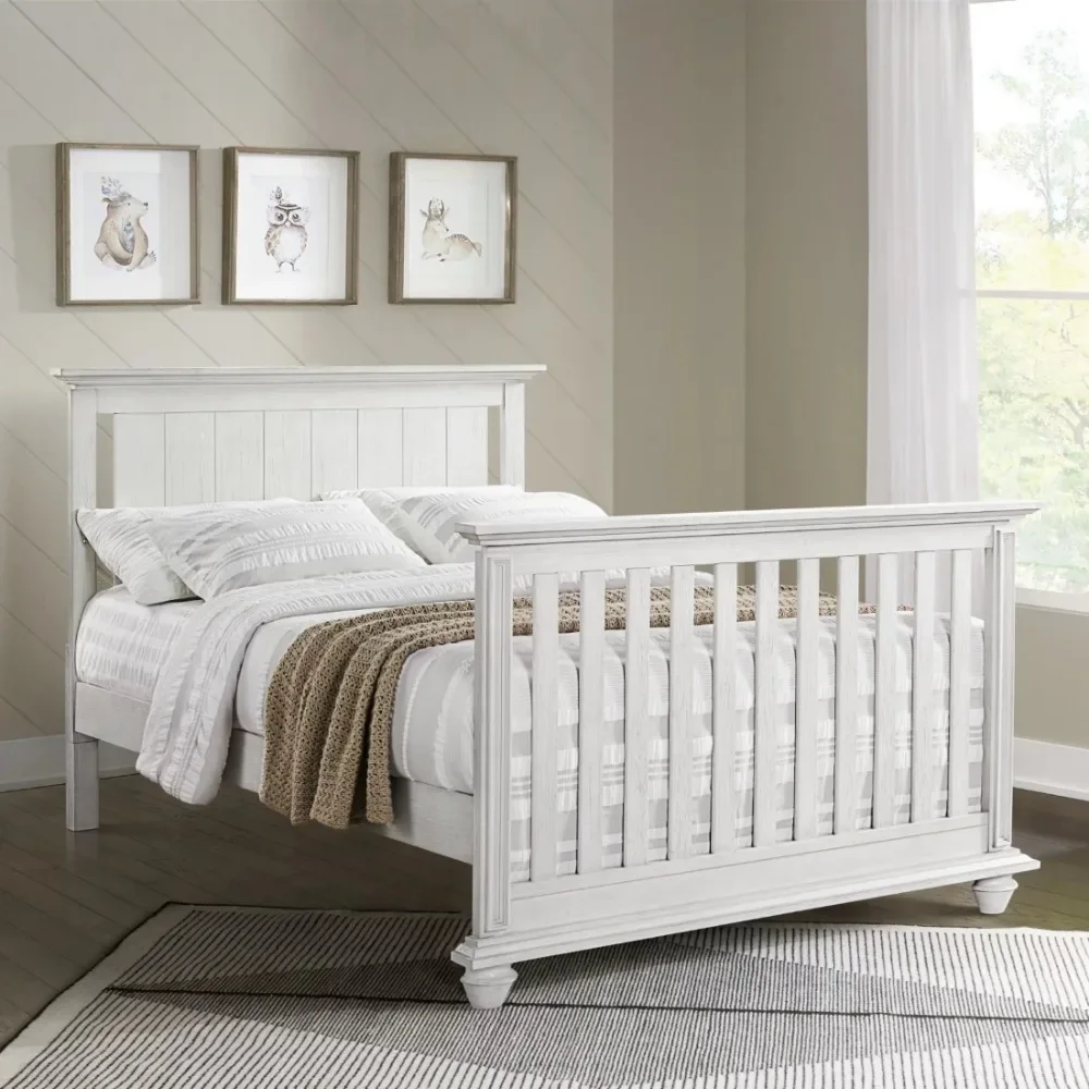 Baby Langston 4-in-1 Convertible Crib, Weathered White, Wooden Crib 4