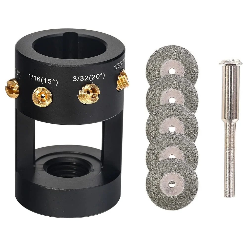 

Electrode Sharpener Grinder Head TIG Welding Tool w/Cut-Off Slot Multi-Angle & Offsets, Horizontal Hole