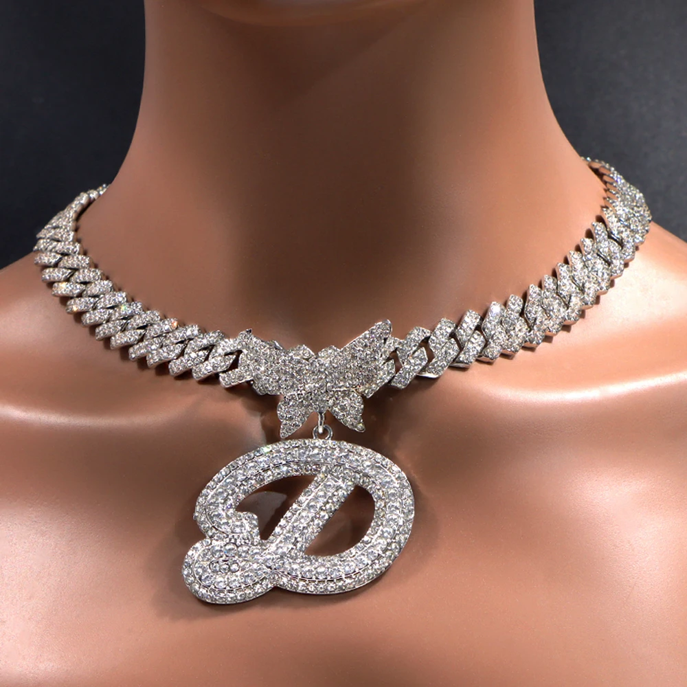 Hip Hop Initial Name Necklace Silver 2 | Hip Hop Initial Name Necklace Silver 1