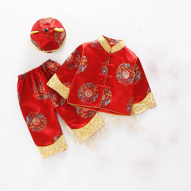 Baby Kids Tang Suit Chinese Traditional New Year Clothing Children Tang Clothing Photography Clothes One-Year-Old Costume