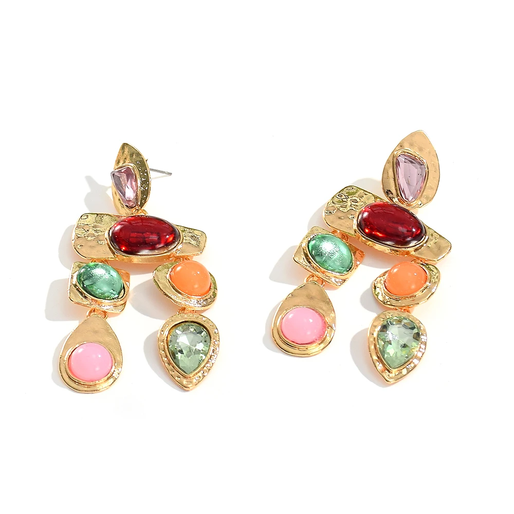 Dangle Earrings Drop Earrings Crystal Earrings Long Earrings New Metal Colorful Stone Earrings High-quality Crystal Dangle Long Drop Earring Jewelry Accessories for Women