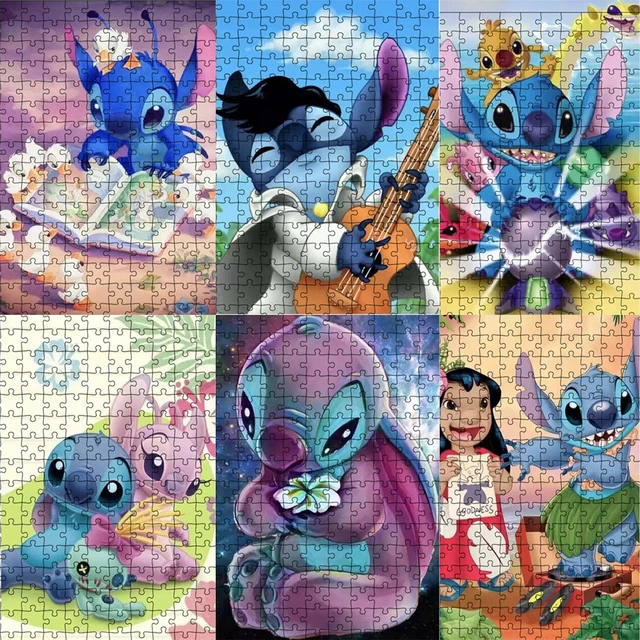 Disney Lilo & Stitch Puzzle Cartoon Movies Children Games Educational Toys  300/500/1000 Pcs Jigsaw Puzzles Adults Decompressing - AliExpress