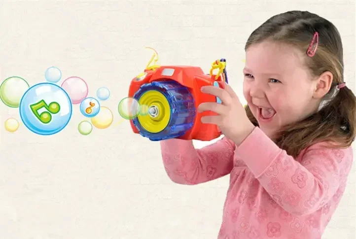 

[Funny] Fully-Automatic light & sound Shining Bubble camera Gun Outdoor Toys Kids Bubble club Water gun Soap Bubble Blower gift