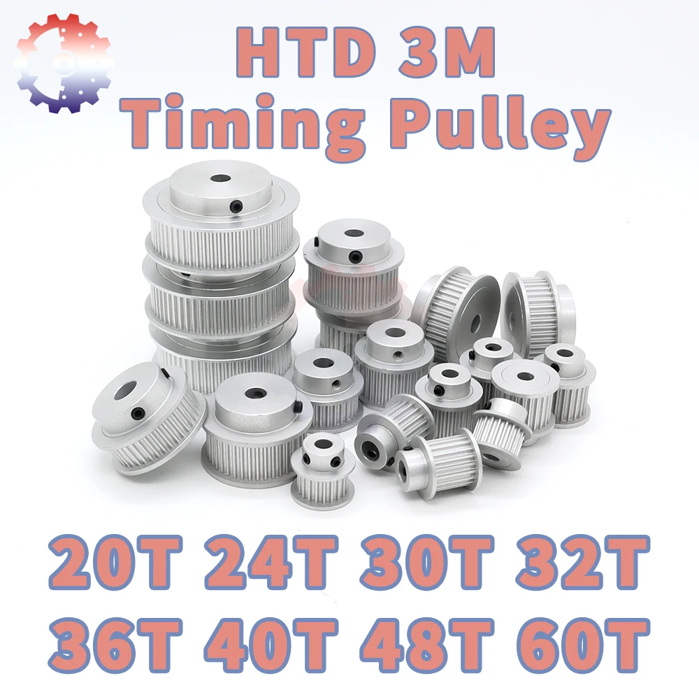 HTD3M Timing Pulley 20T 24T 30T 32T 40T 48T 60T 3M Pulleys 20Teeth 30Teeth 40Teeth 60Teeth Belt Pulley HTD 3M Synchronous Wheel timing pulley
