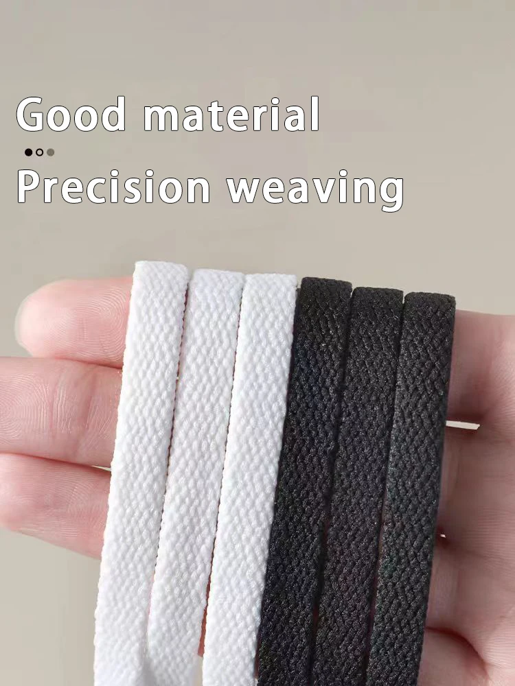 Timeless Black & White Flat Shoelaces with Metal Buckle Shoe Accessories