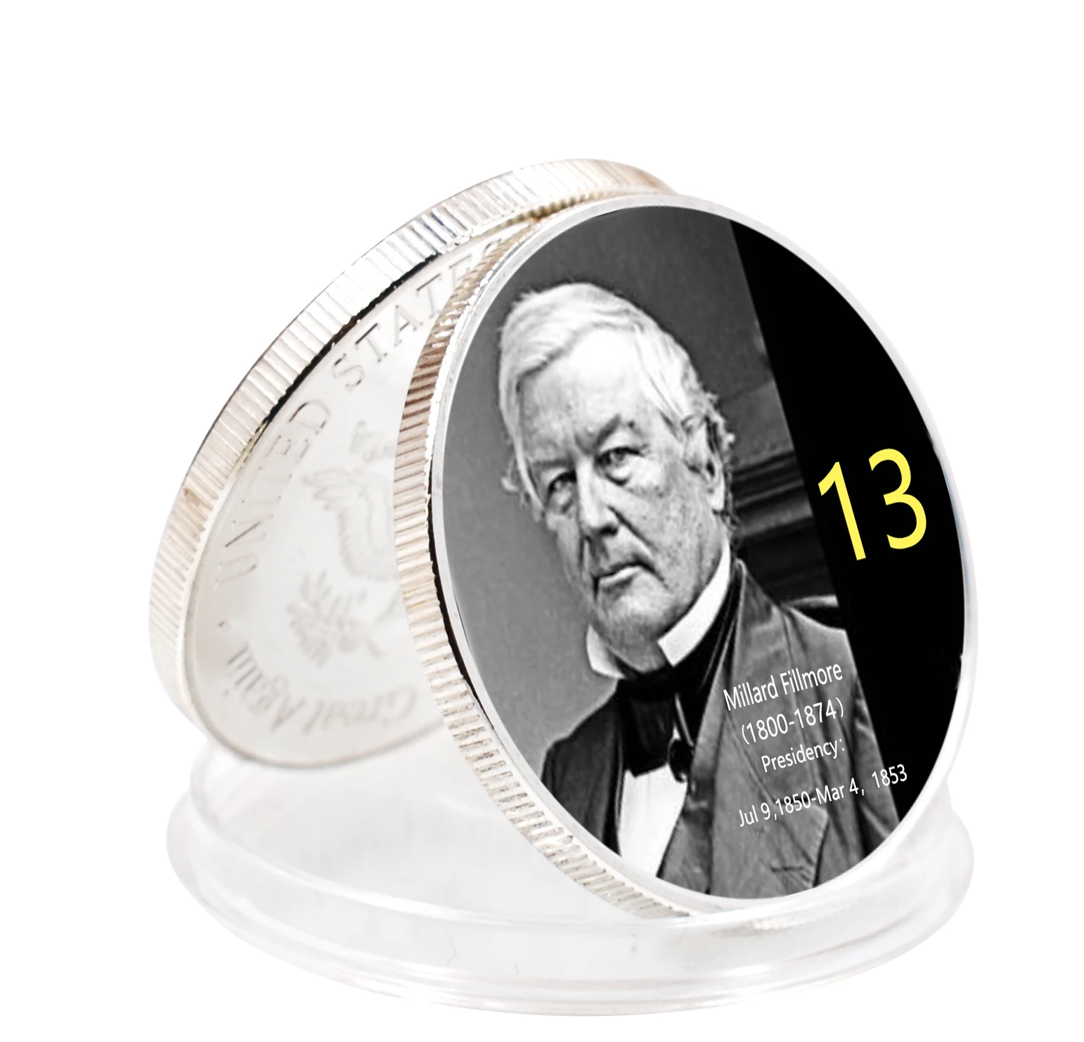 American 13th President Millard Fillmore Historical Figure Silver Plated Metal Commemorative Coin Art Ornaments Souvenir Gifts Figurines Miniatures Aliexpress