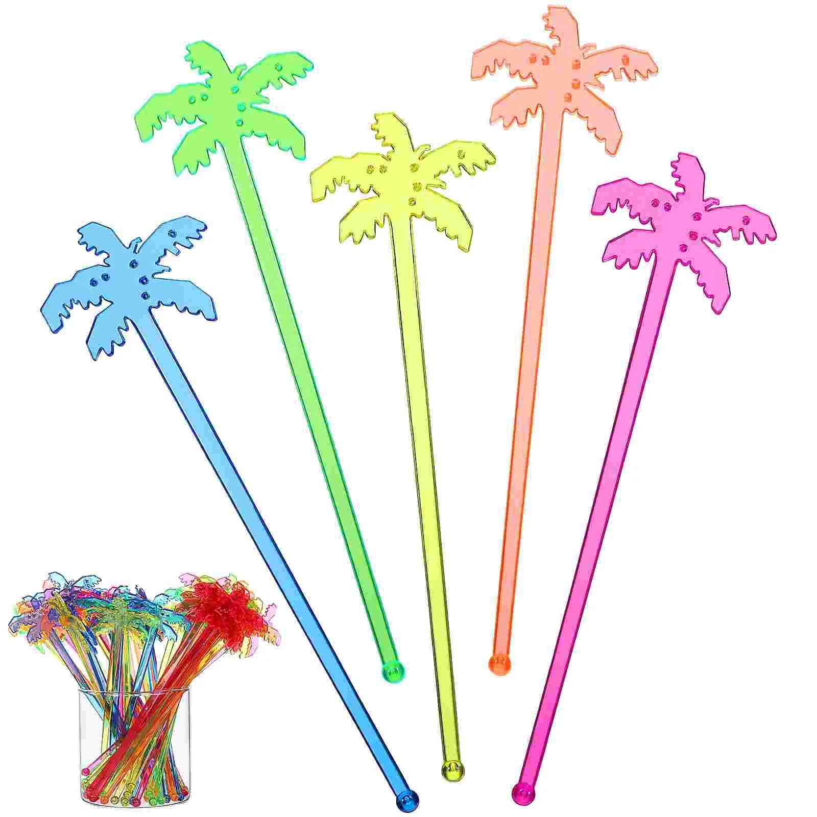 

150 Pcs Coconut Tree Stirrer Plastic Stirring Sticks Kitchen Rods Mixer Blender Drinks Swizzle